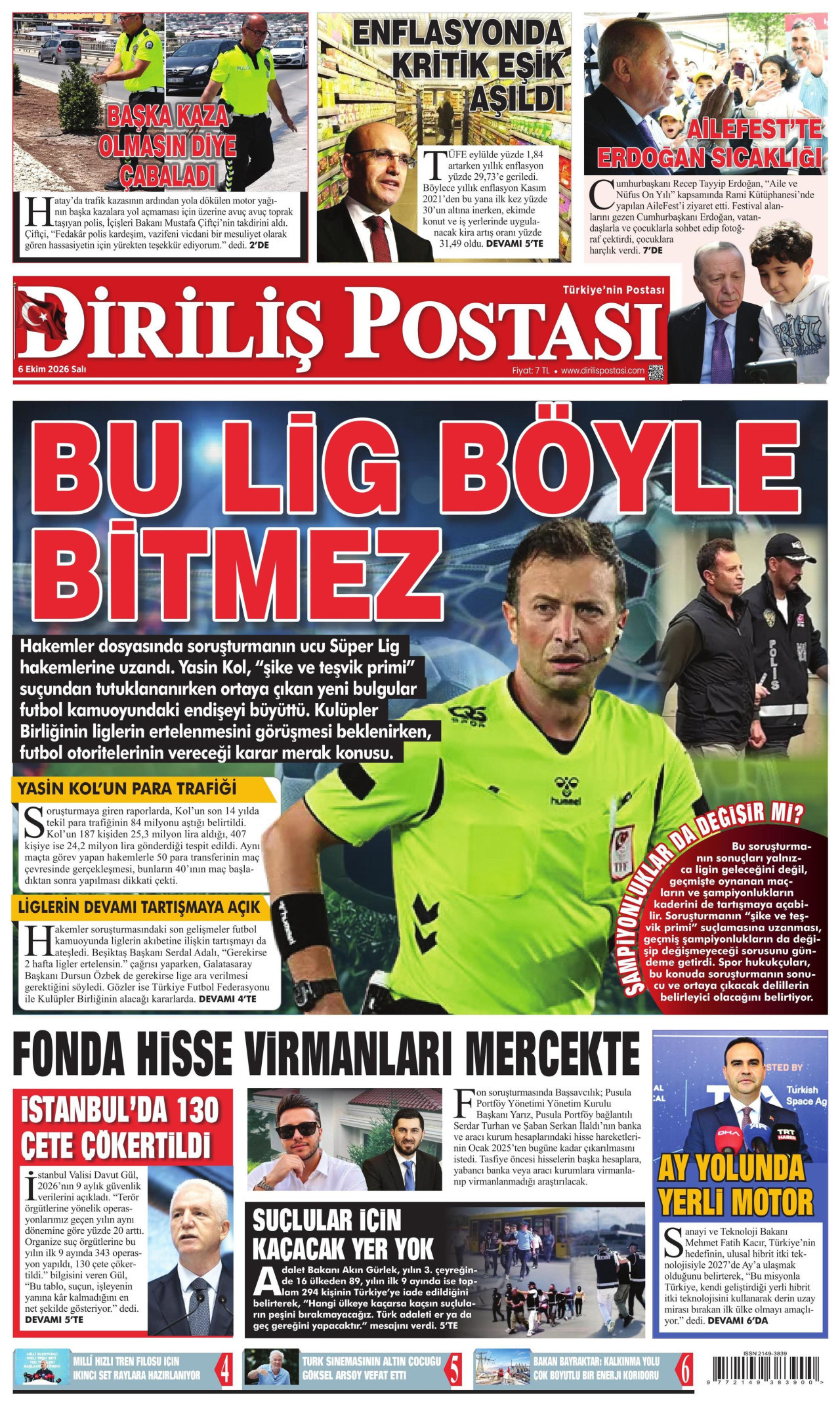 Diriliş Postası Gazetesi gazetesi manşeti