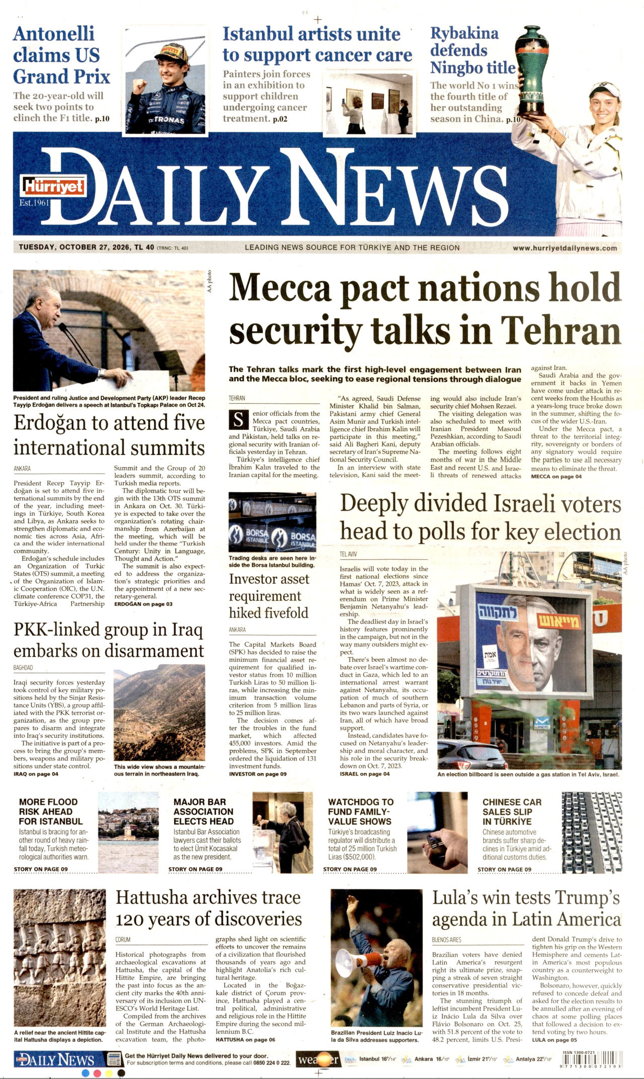 Hürriyet Daily News Gazetesi gazetesi manşeti