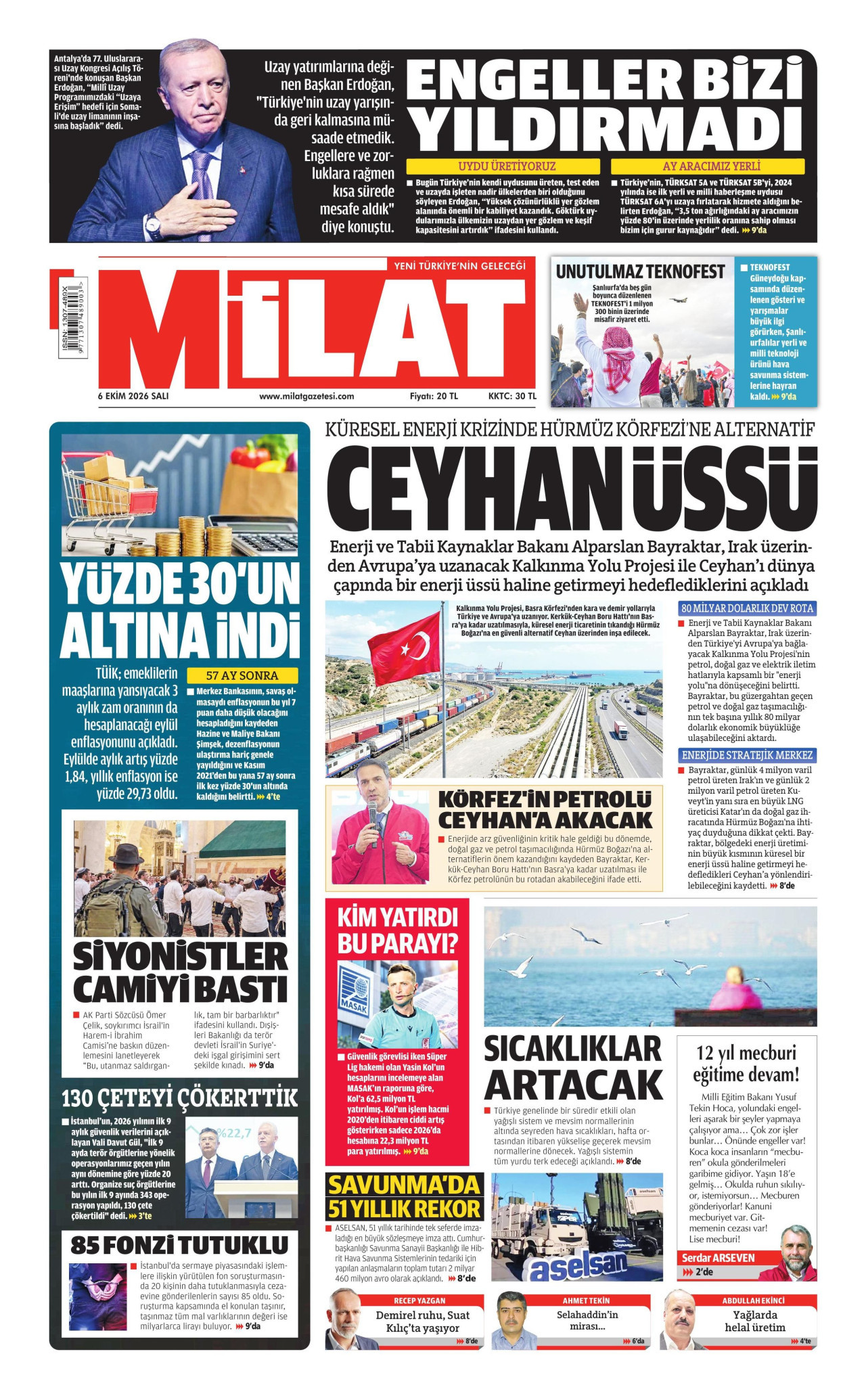 Milat Gazetesi gazetesi manşeti
