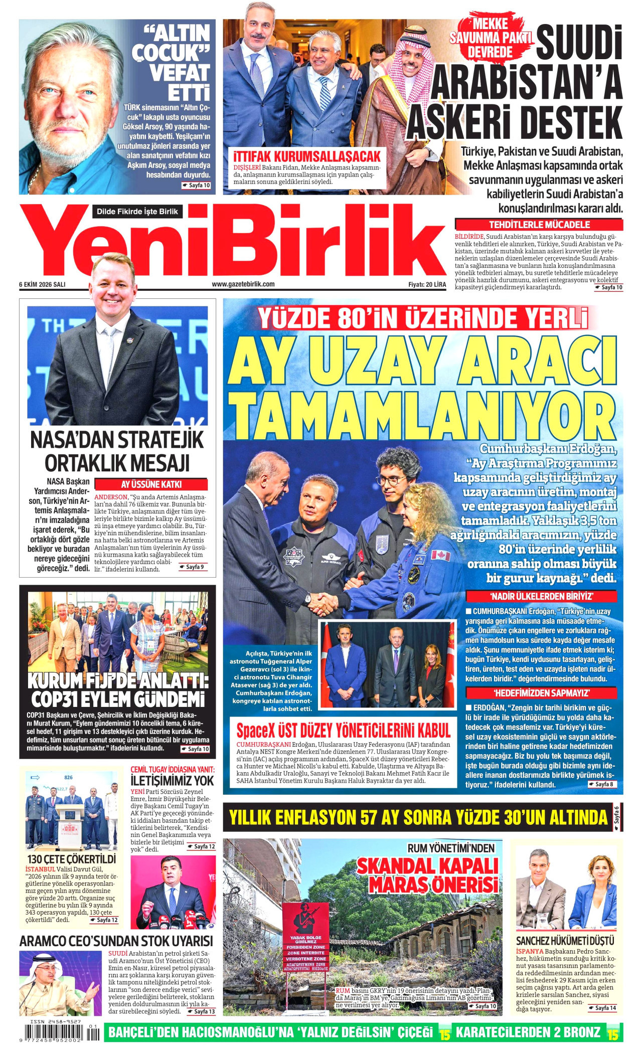YeniBirlik Gazetesi gazetesi manşeti