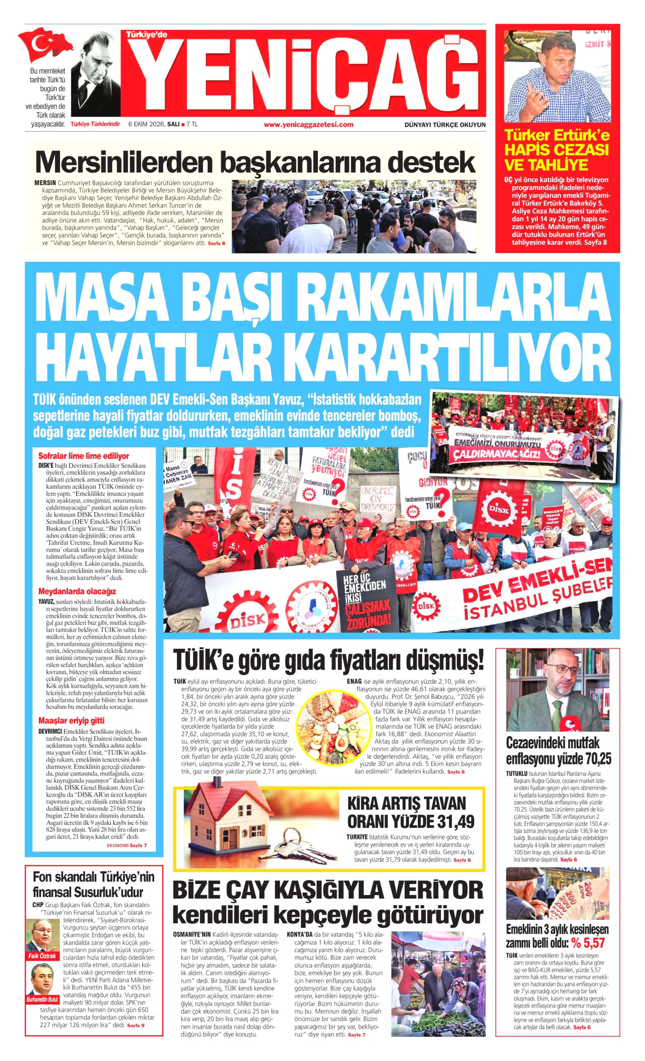 Yeniçağ Gazetesi gazetesi manşeti